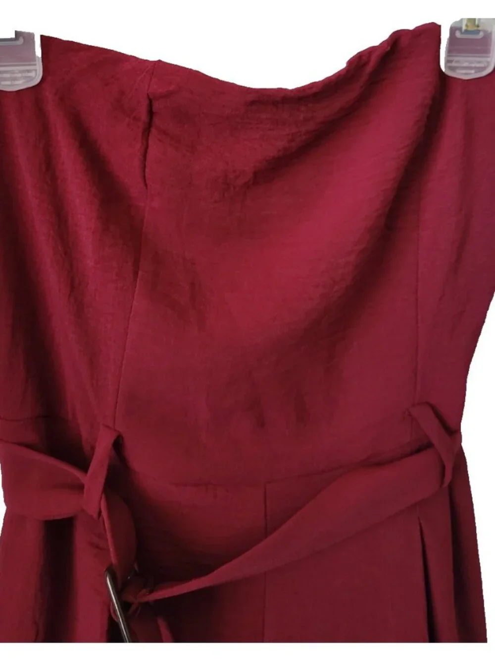 NEW Monteau Los Angeles Strapless Tube Jumpsuit Med. crepe bandeau burgundy chic - Picture 4 of 15